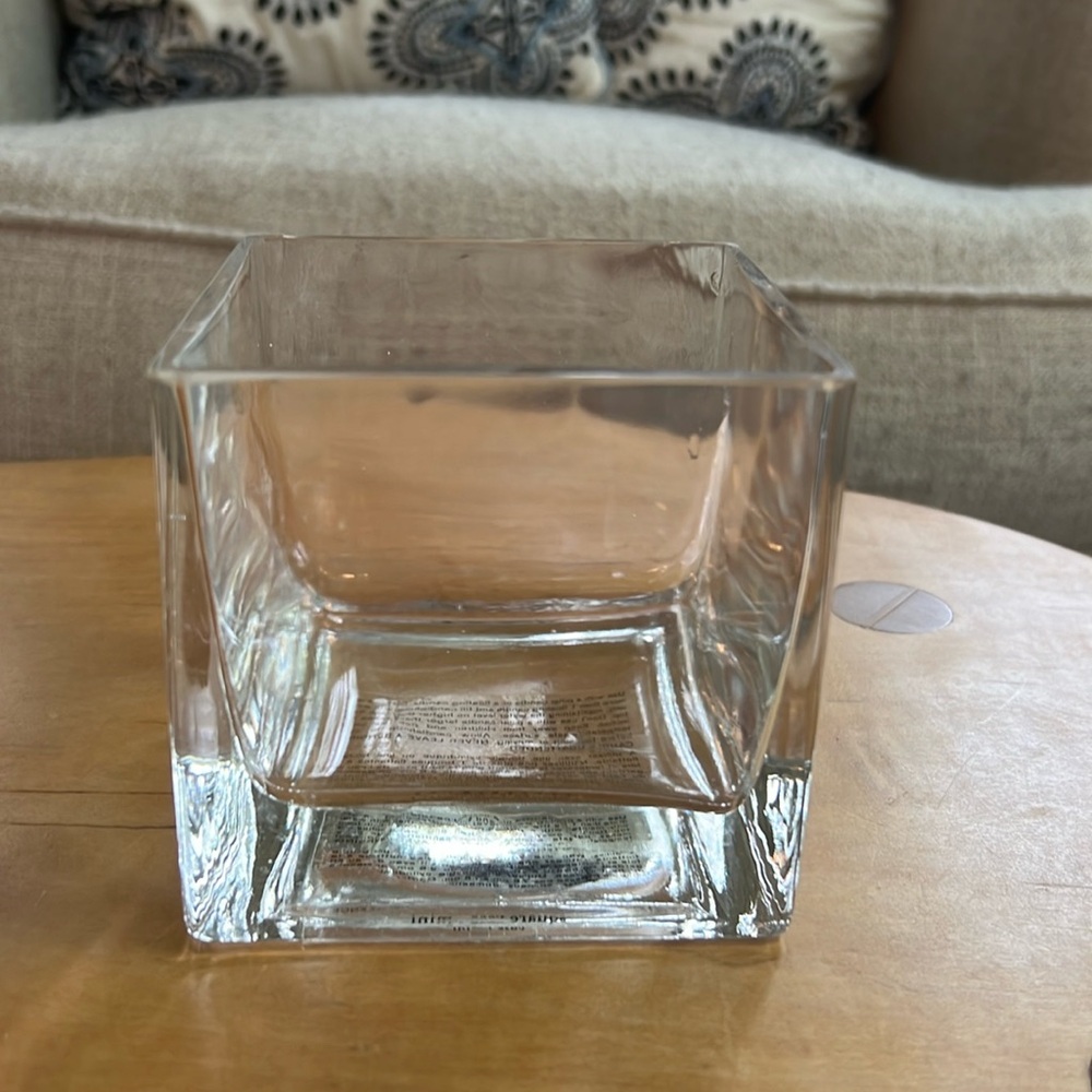 Pottery Barn 4.5x4.5 square glass candle holder